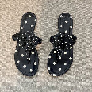 Tory Burch Miller Patent Leather Sandals- Navy with White Polka Dots- Size 8